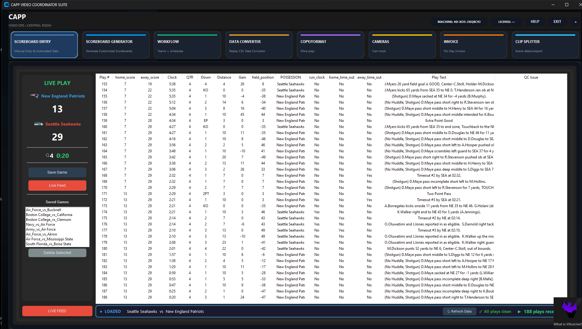 Scoreboard Entry — Live Mode
